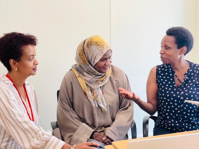two women in conversation